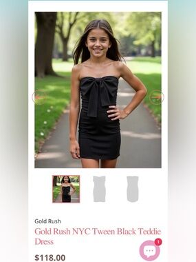 Girls Black Strapless Dress with Bow